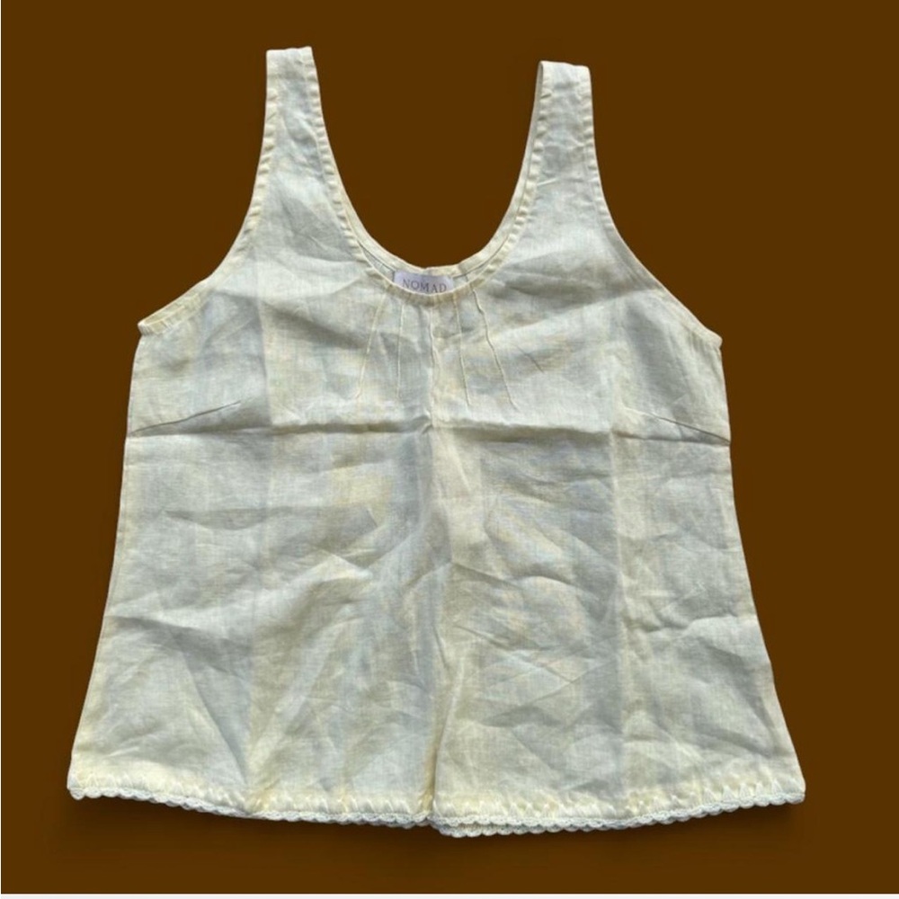NWT Nomad Light Butter Yellow French Linen Sleeveless Top #minimalist